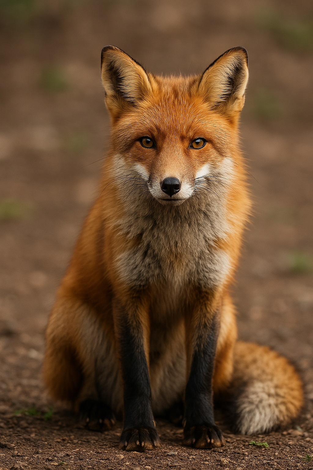 Create an image of a sitting fox Create an image of a sitting fox
